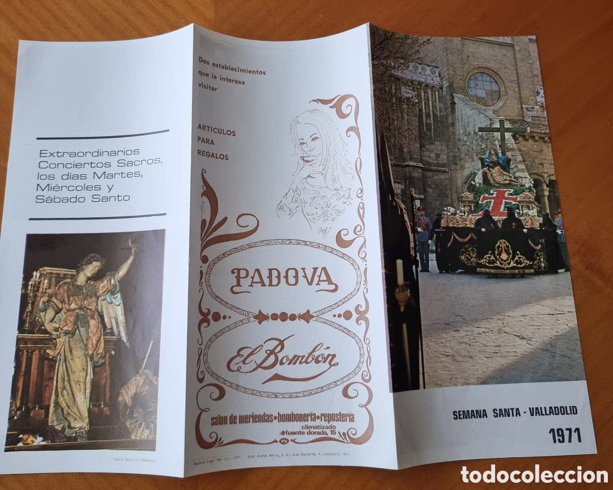 Documentos antiguos: Semana Santa 1971 programa de mano Padova raro tr&iacute;ptico - Foto 2