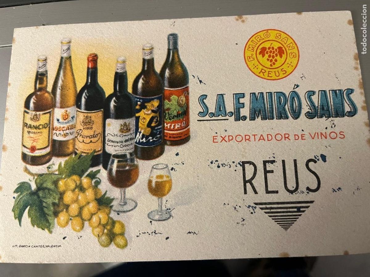 Documentos antiguos: Secante E. Mir&oacute; Sans Reus vermut 10x15,5 ctms. - Foto 1