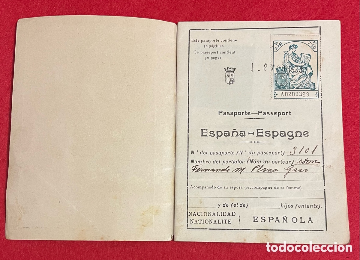 Documentos antiguos: Antiguo pasaporte de la Rep&uacute;blica espa&ntilde;ola. - Foto 2
