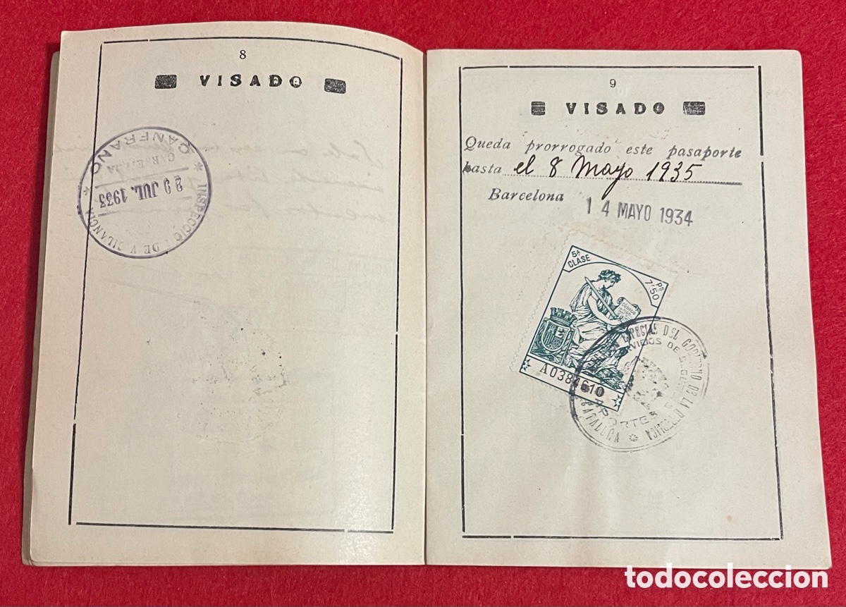 Documentos antiguos: Antiguo pasaporte de la Rep&uacute;blica espa&ntilde;ola. - Foto 5