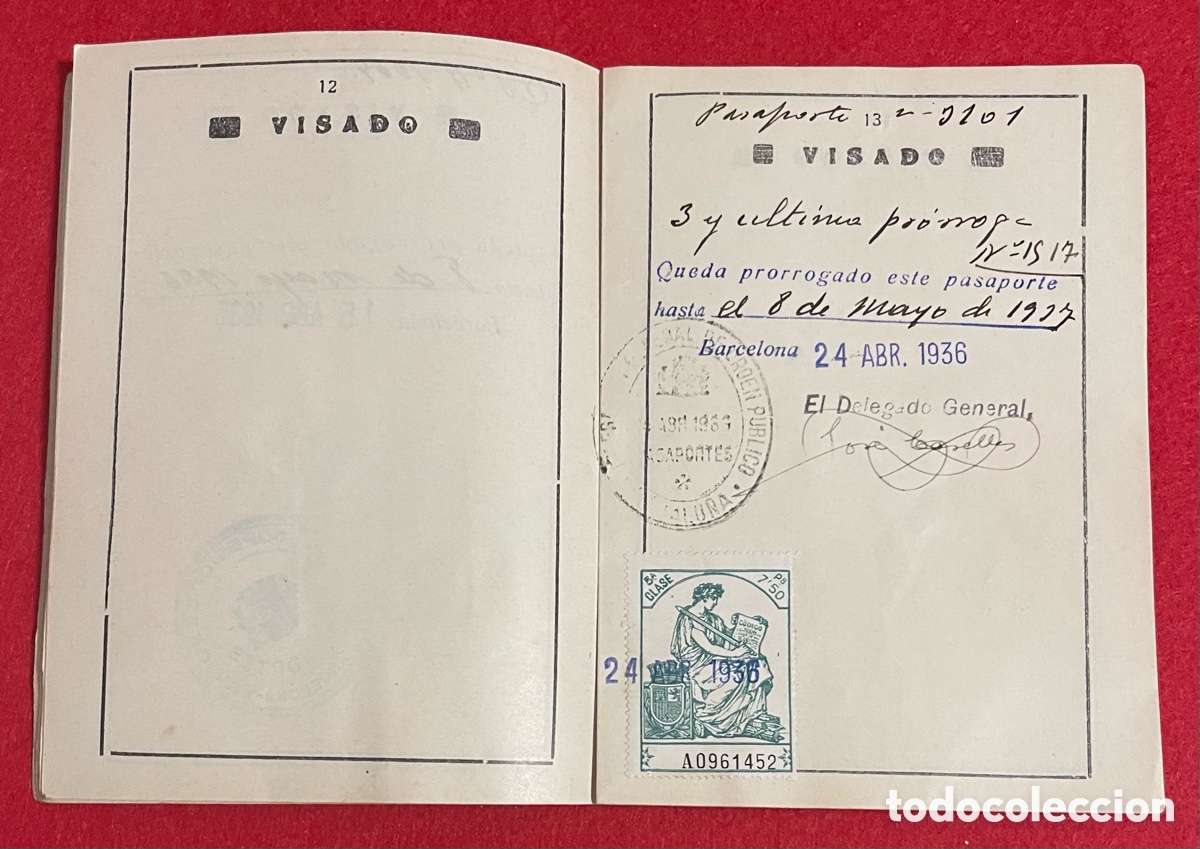 Documentos antiguos: Antiguo pasaporte de la Rep&uacute;blica espa&ntilde;ola. - Foto 7