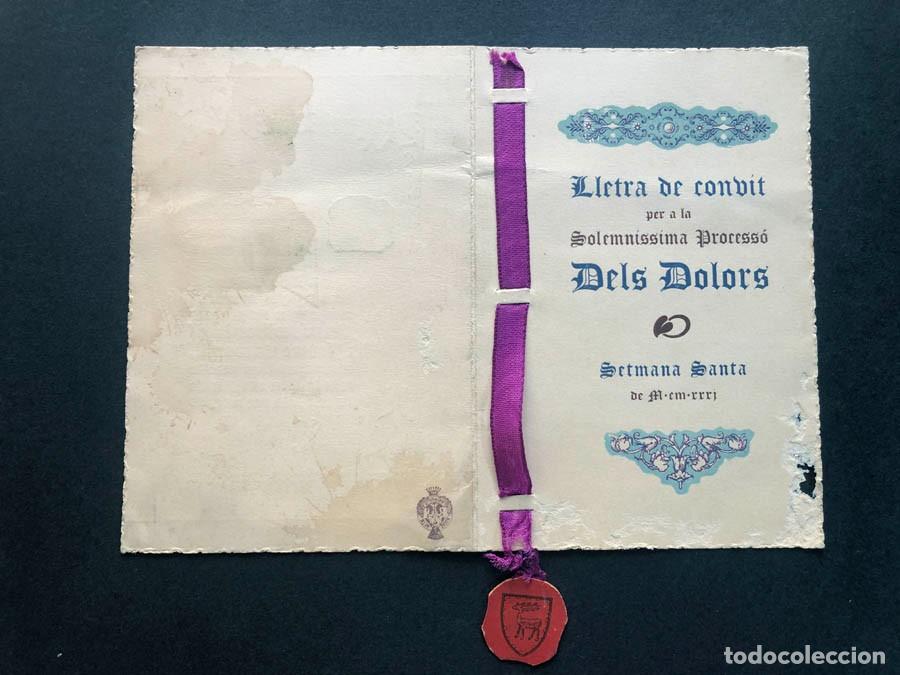 Documentos antiguos: CERVERA 1931 / LLETRA DE CONVIT PROCESS&Oacute; DELS DOLORS / LLEIDA - Foto 1