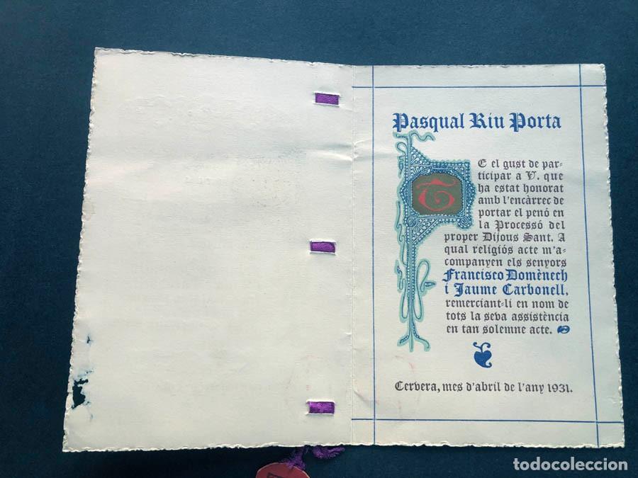 Documentos antiguos: CERVERA 1931 / LLETRA DE CONVIT PROCESS&Oacute; DELS DOLORS / LLEIDA - Foto 2