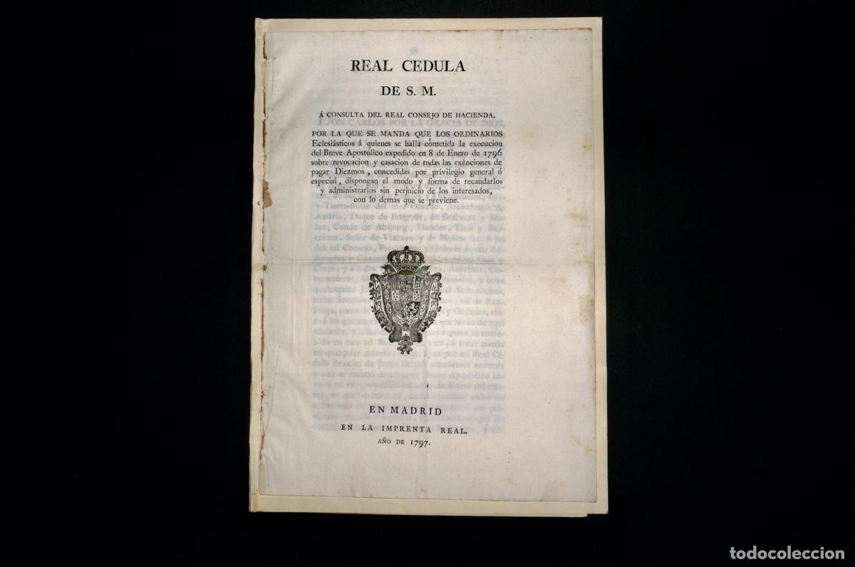 Documentos antiguos: REAL CEDULA DE S.M. MADRID 1797 - Foto 1