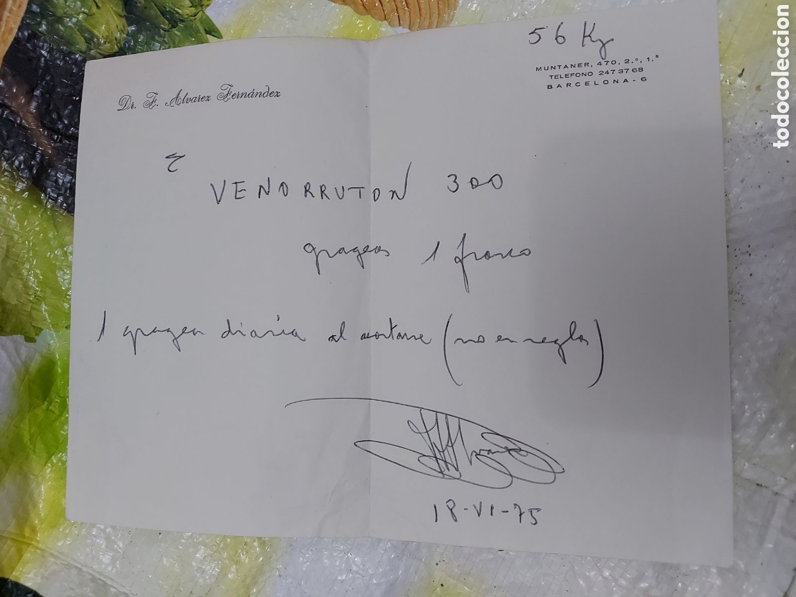 Documentos antiguos: RECETA MEDICA a&ntilde;o 1975