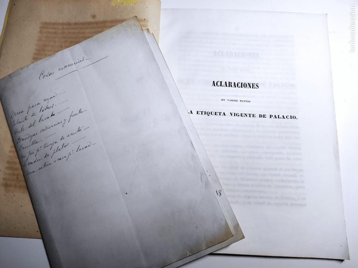 Documentos antiguos: SOBRE ETIQUETA VIGENTE PALACIO + LITADO NOBLES CAMARER&Iacute;A MAYOR PALACIO - MEDIADOS SIGLO XIX
