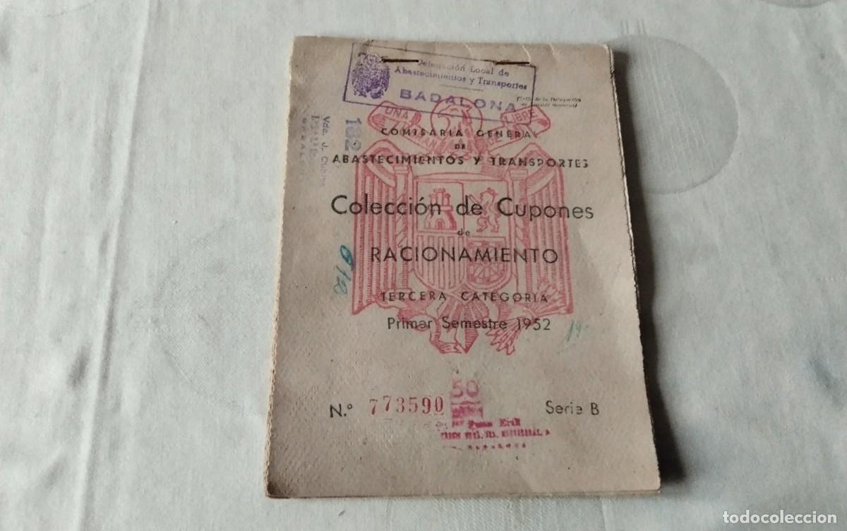 Documentos antiguos: BADALONA , CARTILLA DE RACIONAMIENTO ABRIL DE 1952 , VER FOTOS