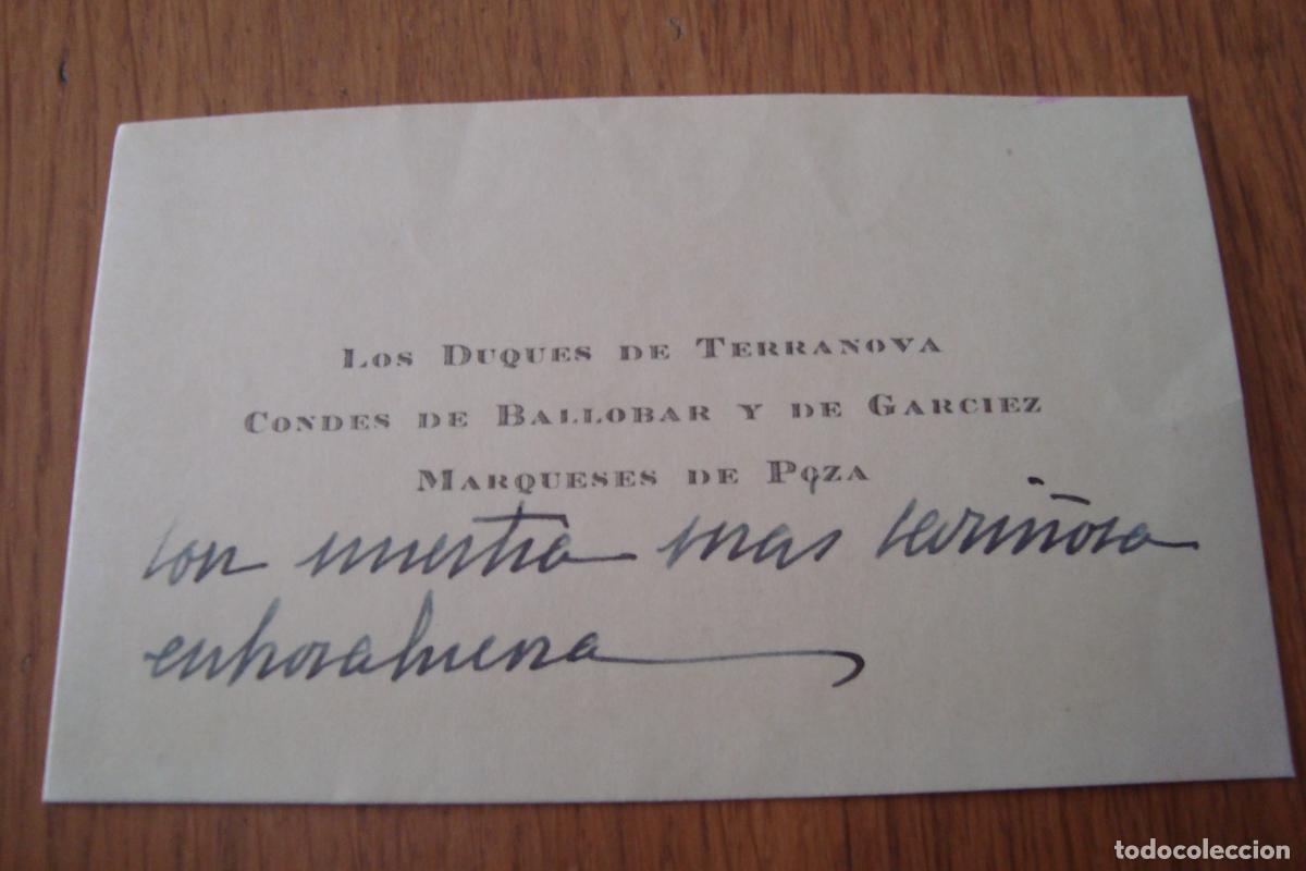 Documentos antiguos: ANTIGUA TARJETA PERSONAL. LOS DUQUES DE TERRANOVA. CONDES DE BALLOBAR Y GARCIEZ. MARQUESES DE POZA