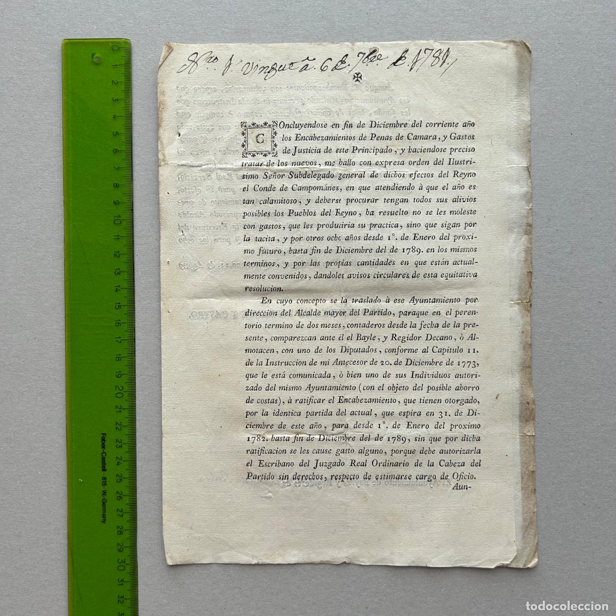 Documentos antiguos: Edicto 1781 Bar&oacute;n de la Linde: Validez de Reales Despachos y Gracia y Justicia - Barcelona