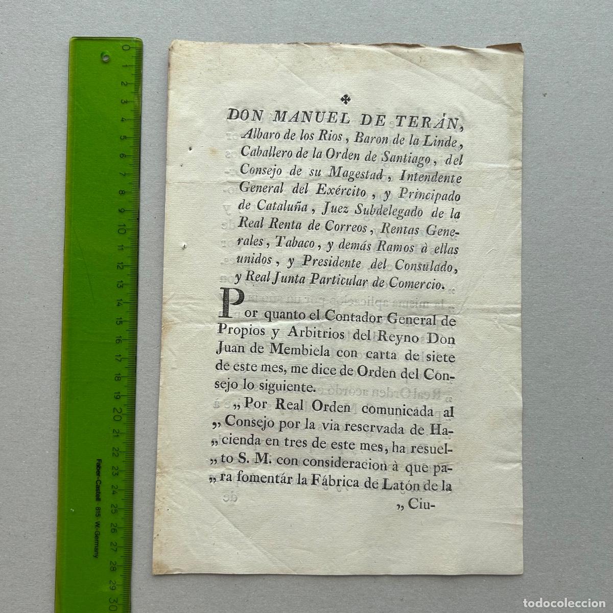 Documentos antiguos: Real C&eacute;dula 1782: Privilegios y Real F&aacute;brica de Lat&oacute;n de Alcaraz - Carlos III