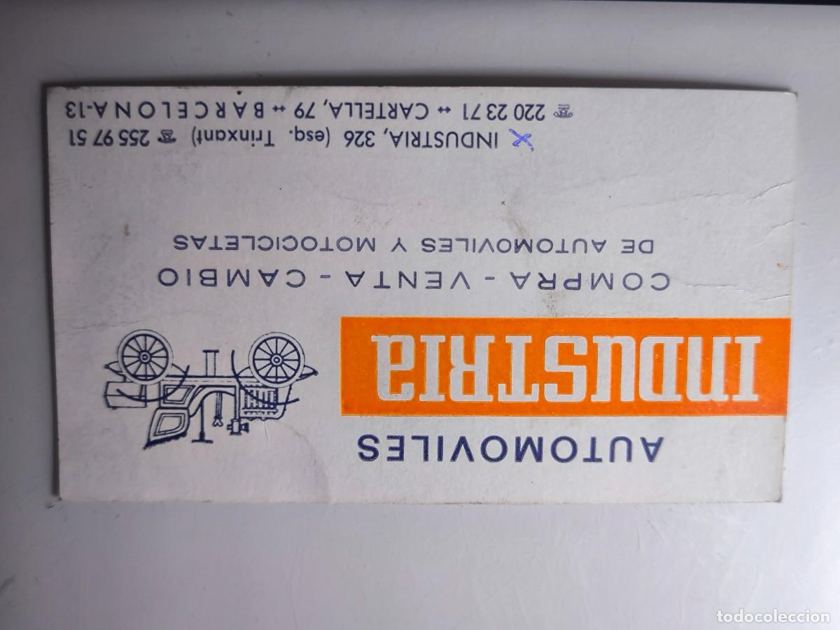 Documentos antiguos: Antigua tarjeta de Visita o Comercial. Autom&oacute;viles Industria. Barcelona