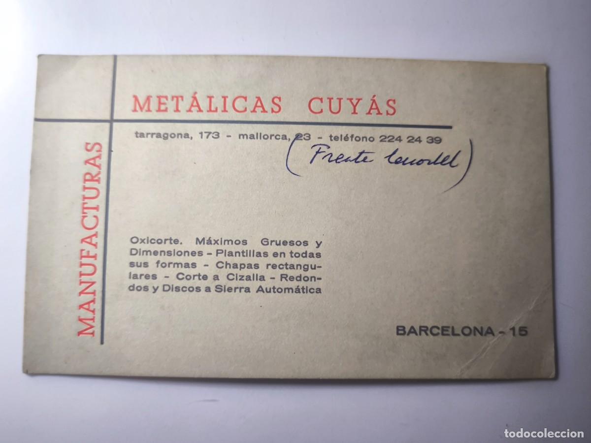 Documentos antiguos: Antigua tarjeta de Visita o Comercial. Met&aacute;licas Cuyas. Barcelona