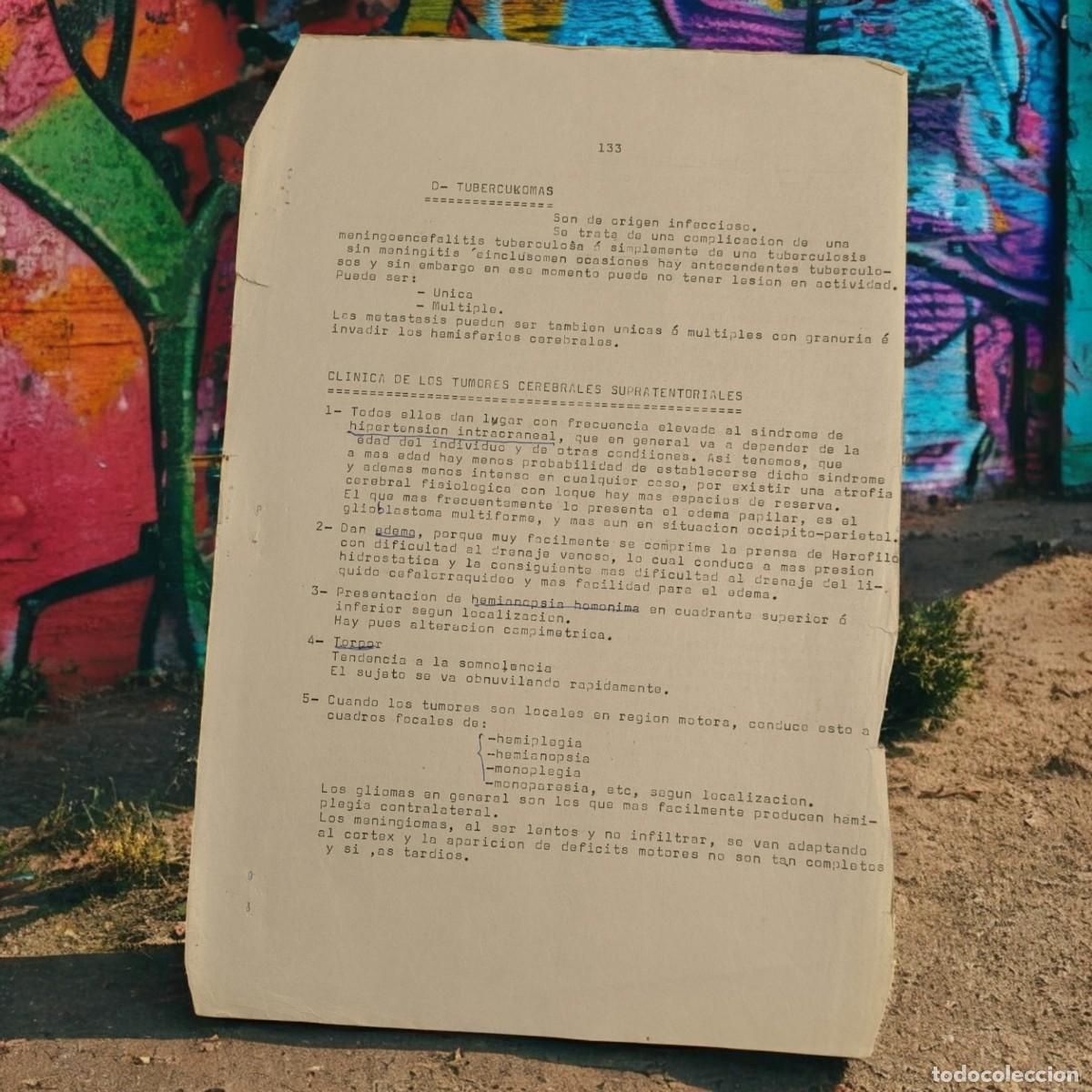 Old Documents: Documento M&eacute;dico Original Sobre Tumores Cerebrales Y Tuberculomas &ndash; Mecanografiado Con Anotaciones