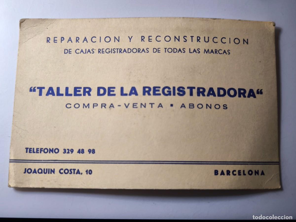 Documentos antiguos: Antigua tarjeta de Visita o Comercial. Taller de la registradora. Barcelona
