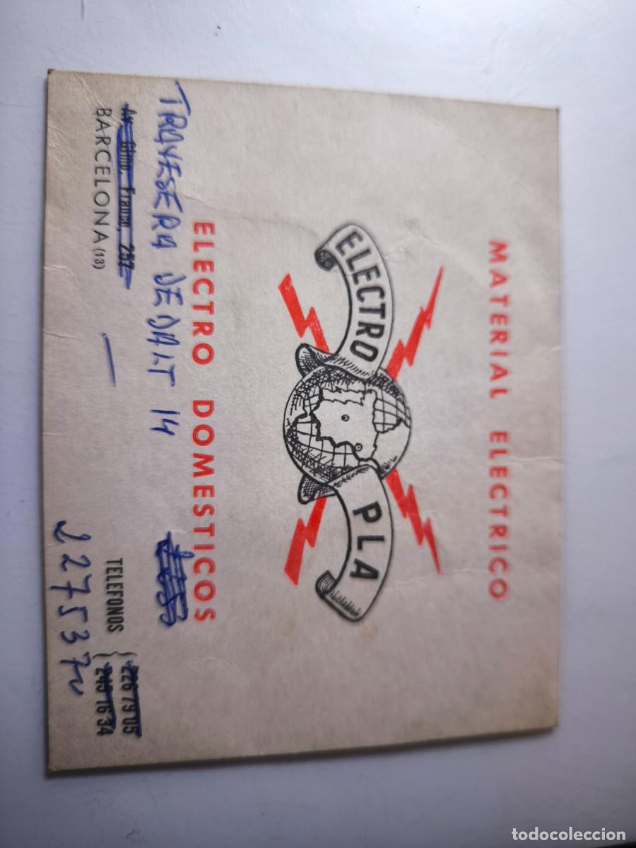 Documentos antiguos: Antigua tarjeta de Visita o Comercial. Material el&eacute;ctrico electro pla. Barcelona.