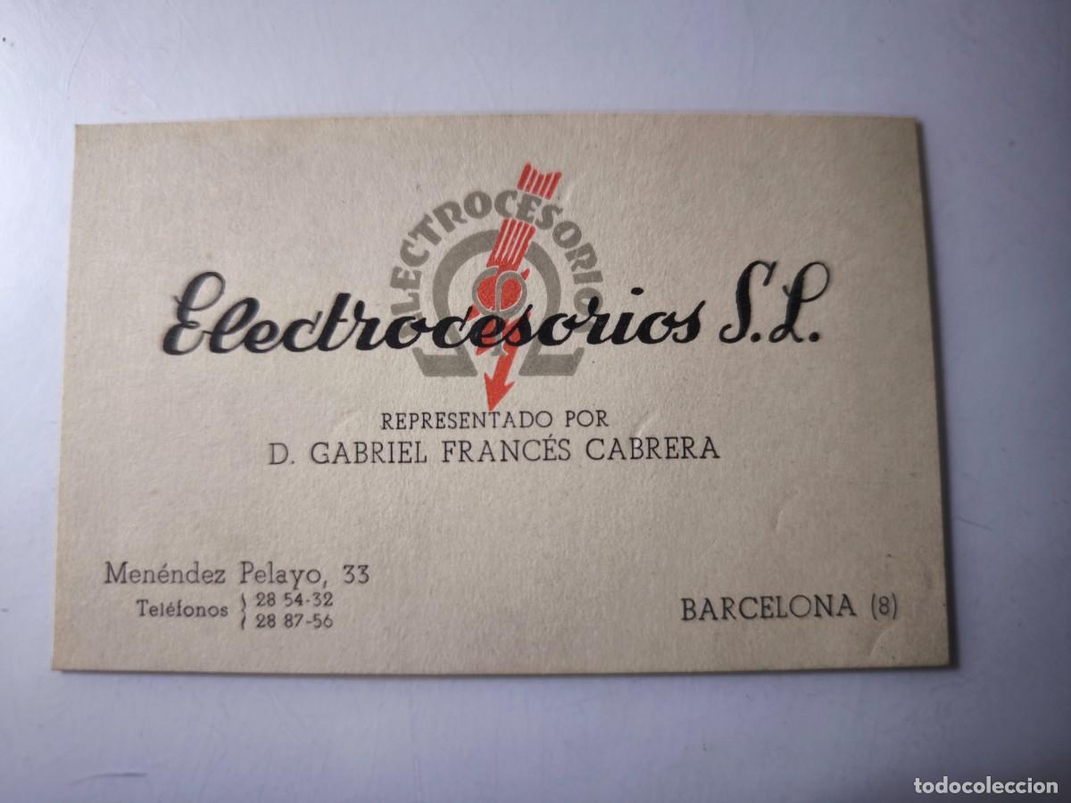 Documentos antiguos: Antigua tarjeta de Visita o Comercial. Electrocesorios sl. Barcelona.