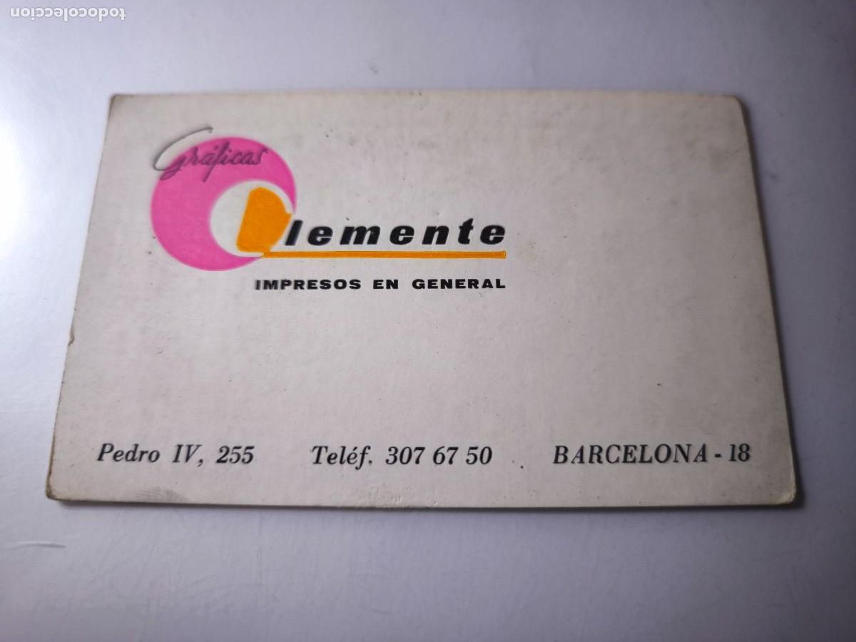 Documentos antiguos: Antigua tarjeta de Visita o Comercial. Gr&aacute;ficas Clemente. Barcelona.