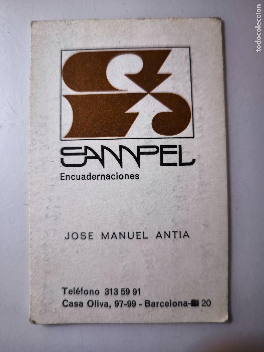 Documentos antiguos: Antigua tarjeta de Visita o Comercial. Encuadernaciones Sampel. Barcelona.