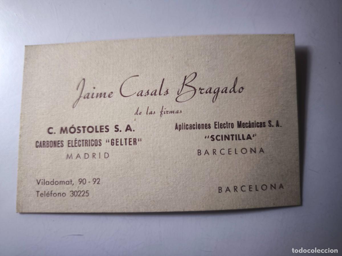 Documentos antiguos: Antigua tarjeta de Visita o Comercial. Jaime Casals Bragado. Barcelona.