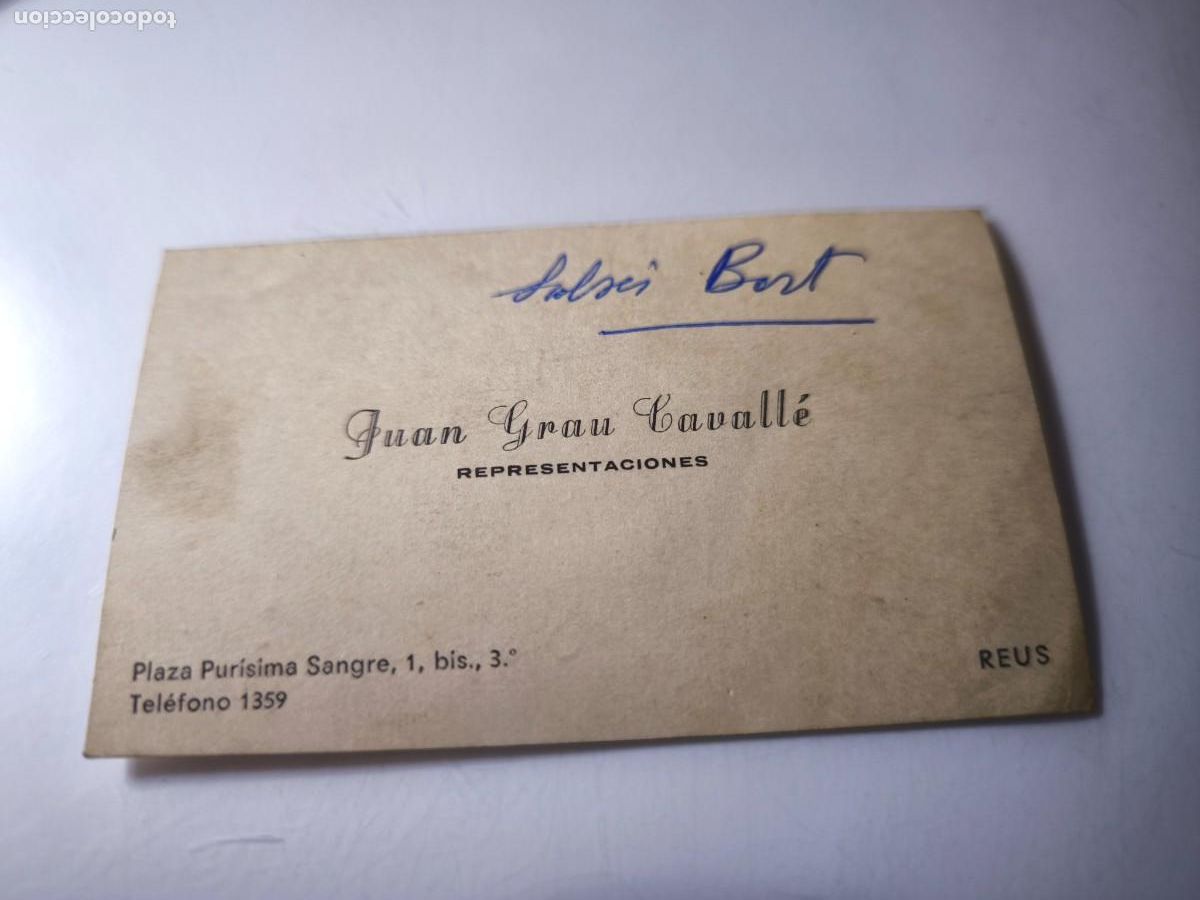 Documentos antiguos: Antigua tarjeta de Visita o Comercial. Representaciones. Juan Grau Cavall&eacute;. Barcelona.