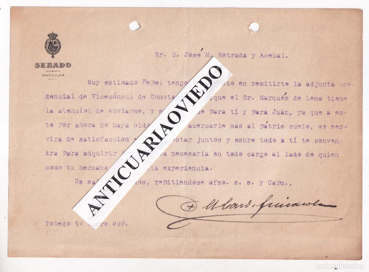 Documentos antiguos: CARTA DEL ARZOBISPO GUISASOLA (OVIEDO, 1852 - TOLEDO, 1920). 1920. ASTURIAS