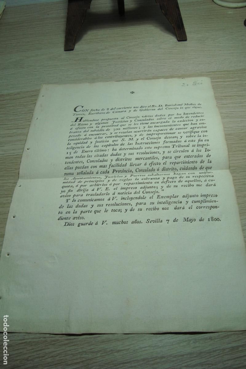 Documentos antiguos: ANTIGUA CIRCULAR BARTOLOME MU&Ntilde;OZ TORRES. AYUNTAMIENTOS. CONSULADOS. PUERTOS. EN SEVILLA 1800.