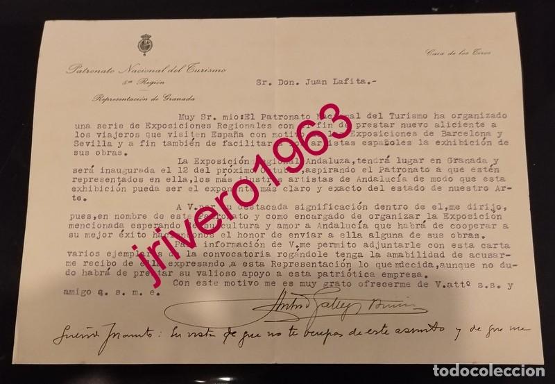 Documentos antiguos: ANTIGUA CARTA FIRMADA POR EL ALCALDE FALANGISTA DE GRANADA, ANTONIO GALLEGO BURIN