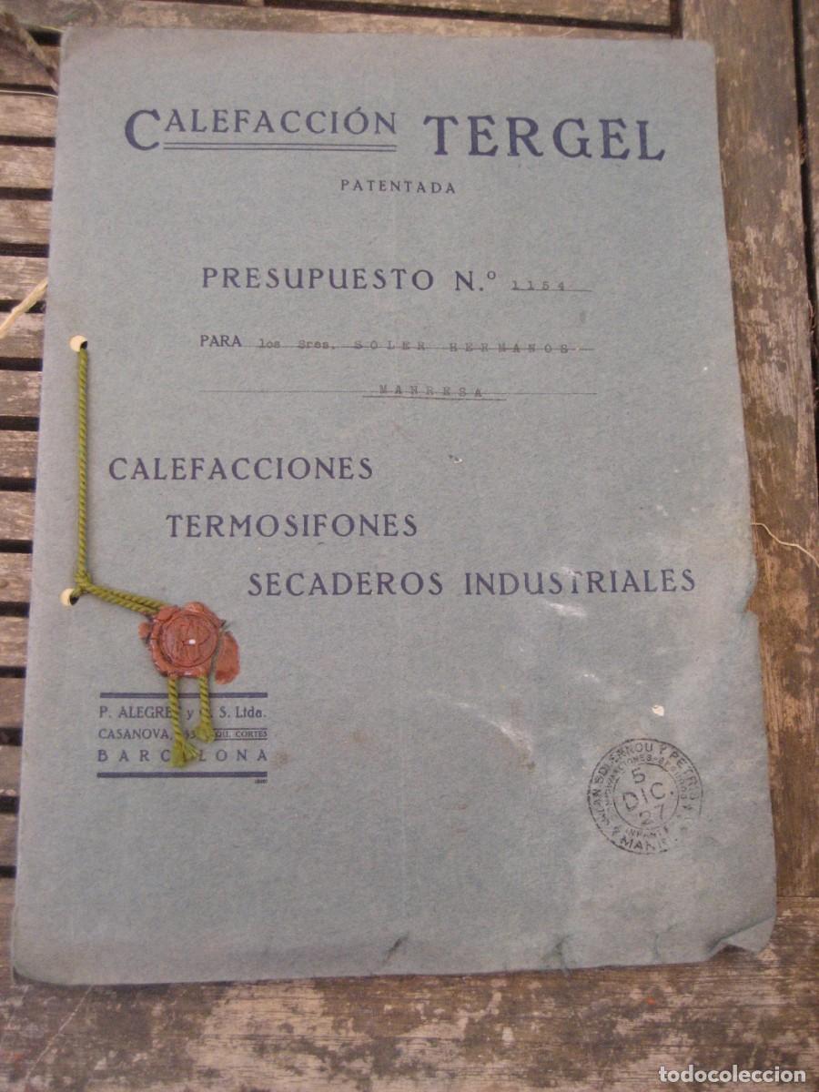 Documentos antiguos: interesante presupuesto para instalar calefacci&oacute;n en casa de Manresa . Tergel . piedras Prunes