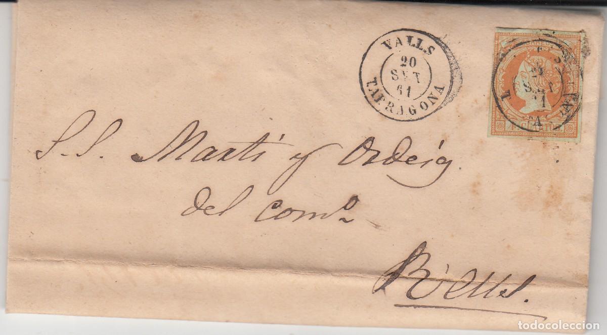 Documentos antiguos: 1861 - NUM. 52 - CARTA DE FRANCISCO TRULL&Aacute;S EN VALLS A REUS -RUEDA DE CARRETA Y FECHADOR -