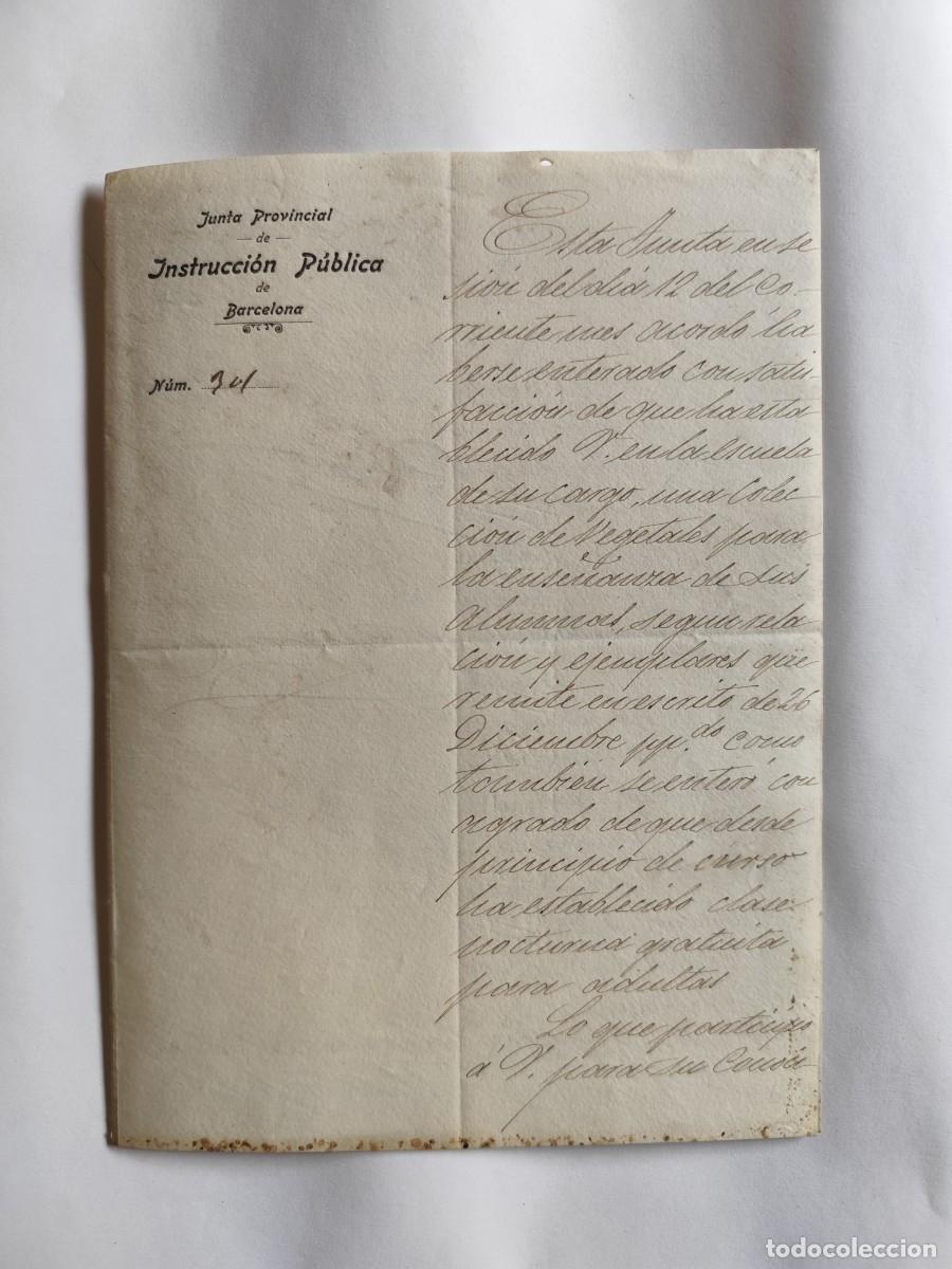 Documentos antiguos: JUNTA PROVINCIAL INSTRUCCION PUBLICA San Acisclo de Vallalta A LA MAESTRA DE MARTORELLAS A&Ntilde;O 1898