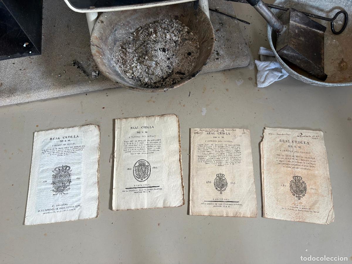 Documentos antiguos: 4 REAL CEDULA DE SU MAJESTAD EL REY Y SE&Ntilde;ORES DEL CONSEJO DE TARRARONA Y BARCELONA CIRCA 1800