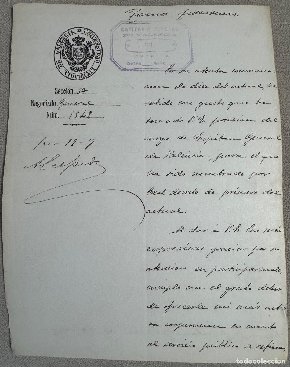 Documentos antiguos: DOS DOCUMENTOS - UNIVERSIDAD LITERARIA DE VALENCIA - NEGOCIADO GENERAL - A&Ntilde;OS 1902 - 1903