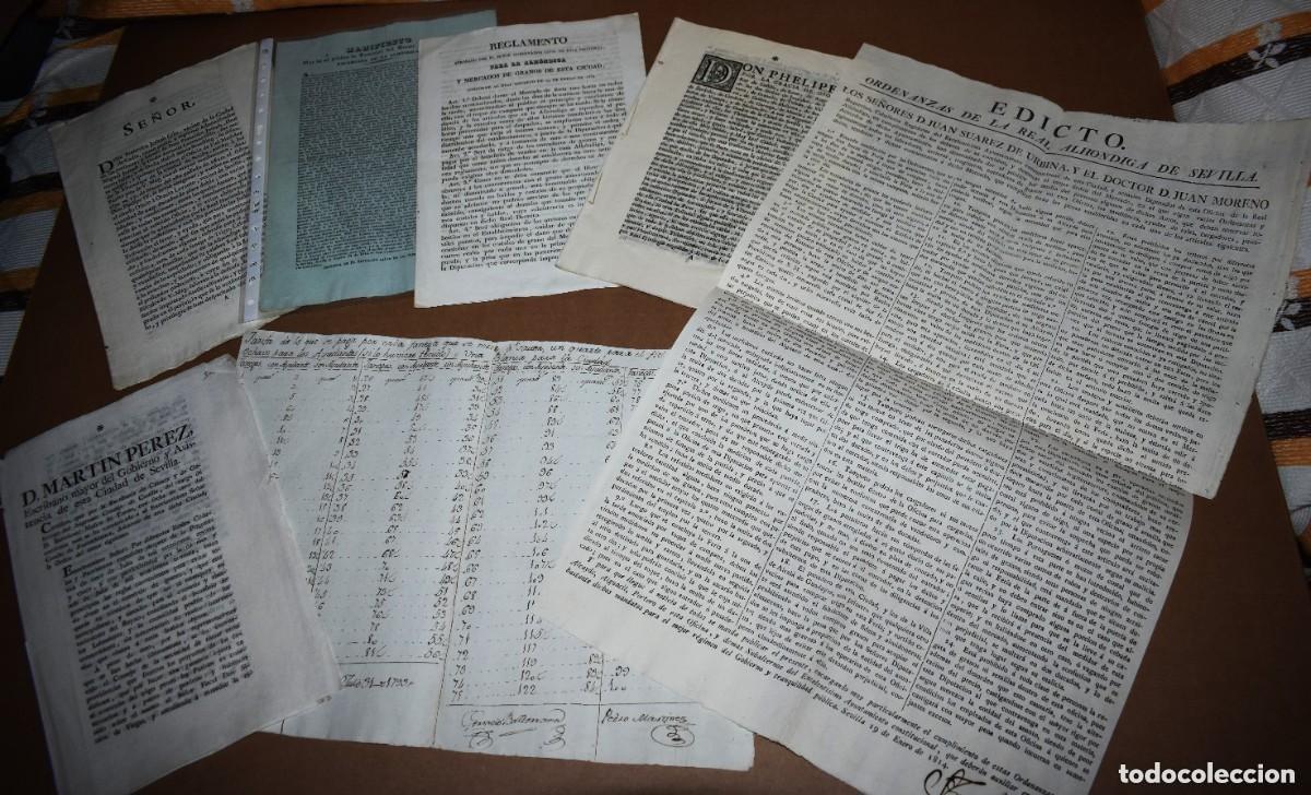 Documentos antiguos: 7 DOC. impresos EN RELACI&Oacute;N CON LA ALH&Oacute;NDIDA DE SEVILLA (SIGLOS XVIII Y XIX).