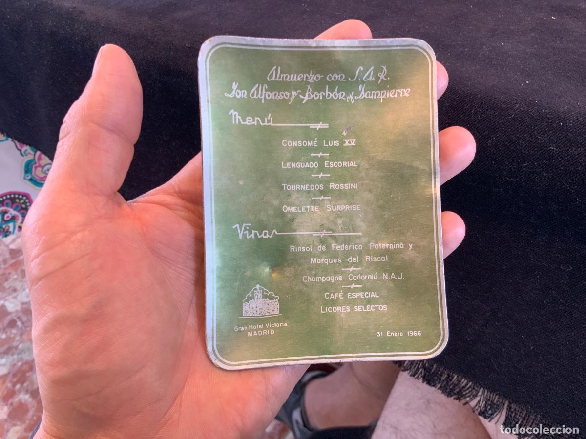 Documentos antiguos: Almuerzo con su Altisima Realeza, Don Alfonso de Borbon y Dampierre. 1966, Hotel Victoria Madrid.