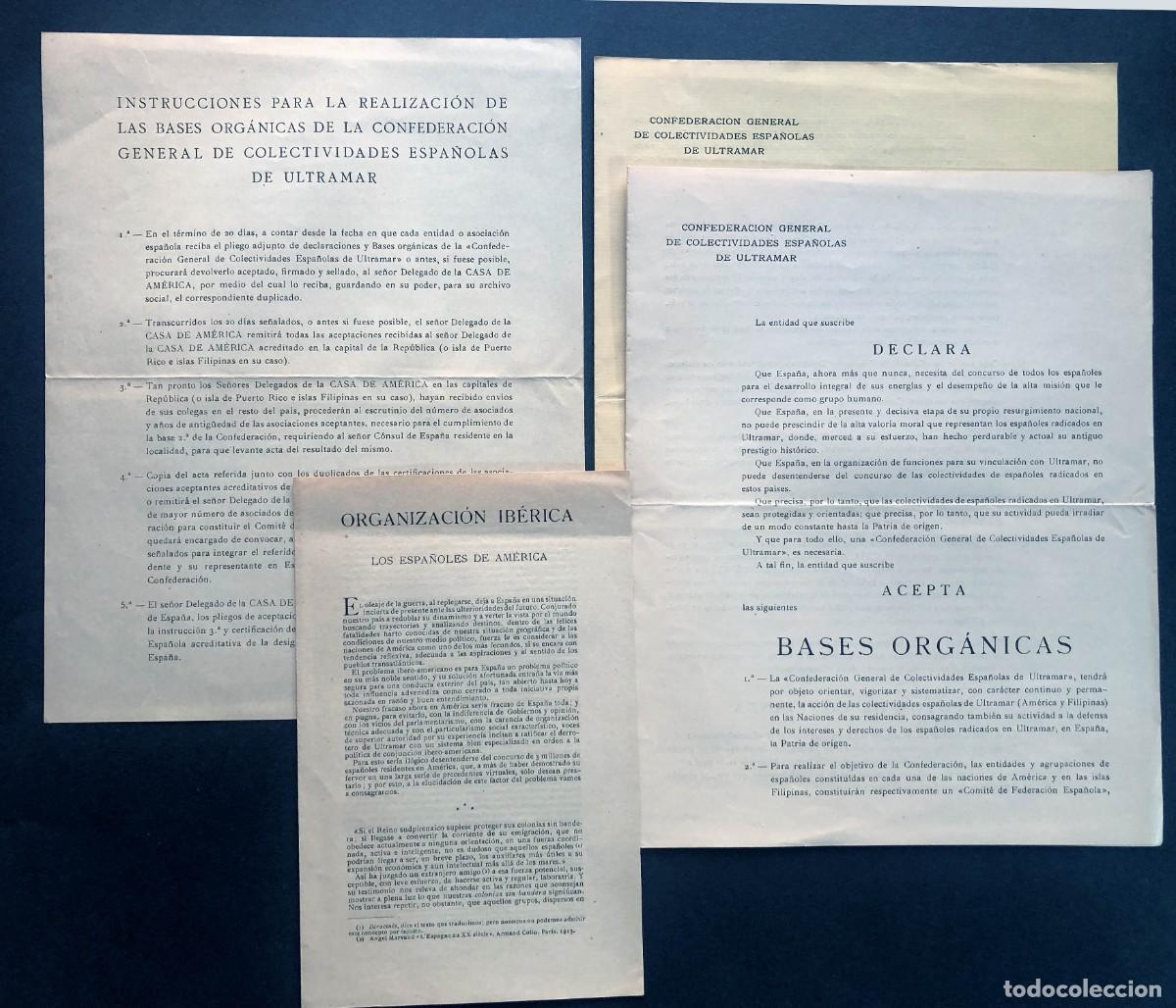 Documentos antiguos: CONFEDERACION GENERAL DE COLECTIVIDADES ESPA&Ntilde;OLAS DE ULTRAMAR ( AM&Eacute;RICA Y FILIPINAS )
