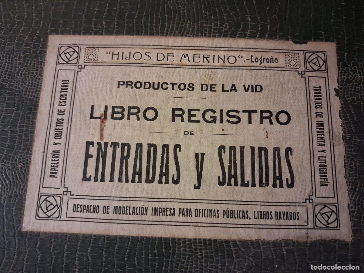 Documentos antiguos: A&ntilde;os 30. Libro de registros Productos de la Vid