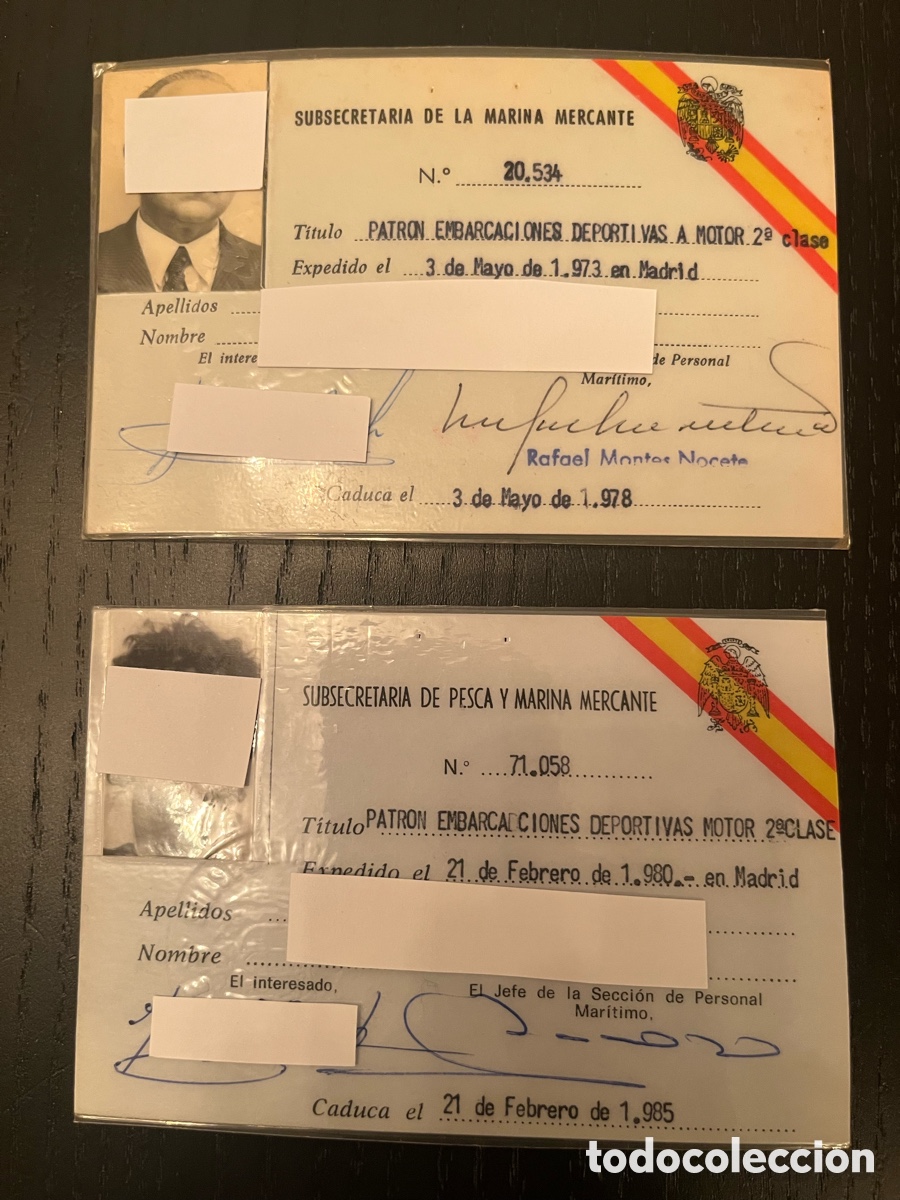 Documentos antiguos: Antiguos carnets de la marina mercante