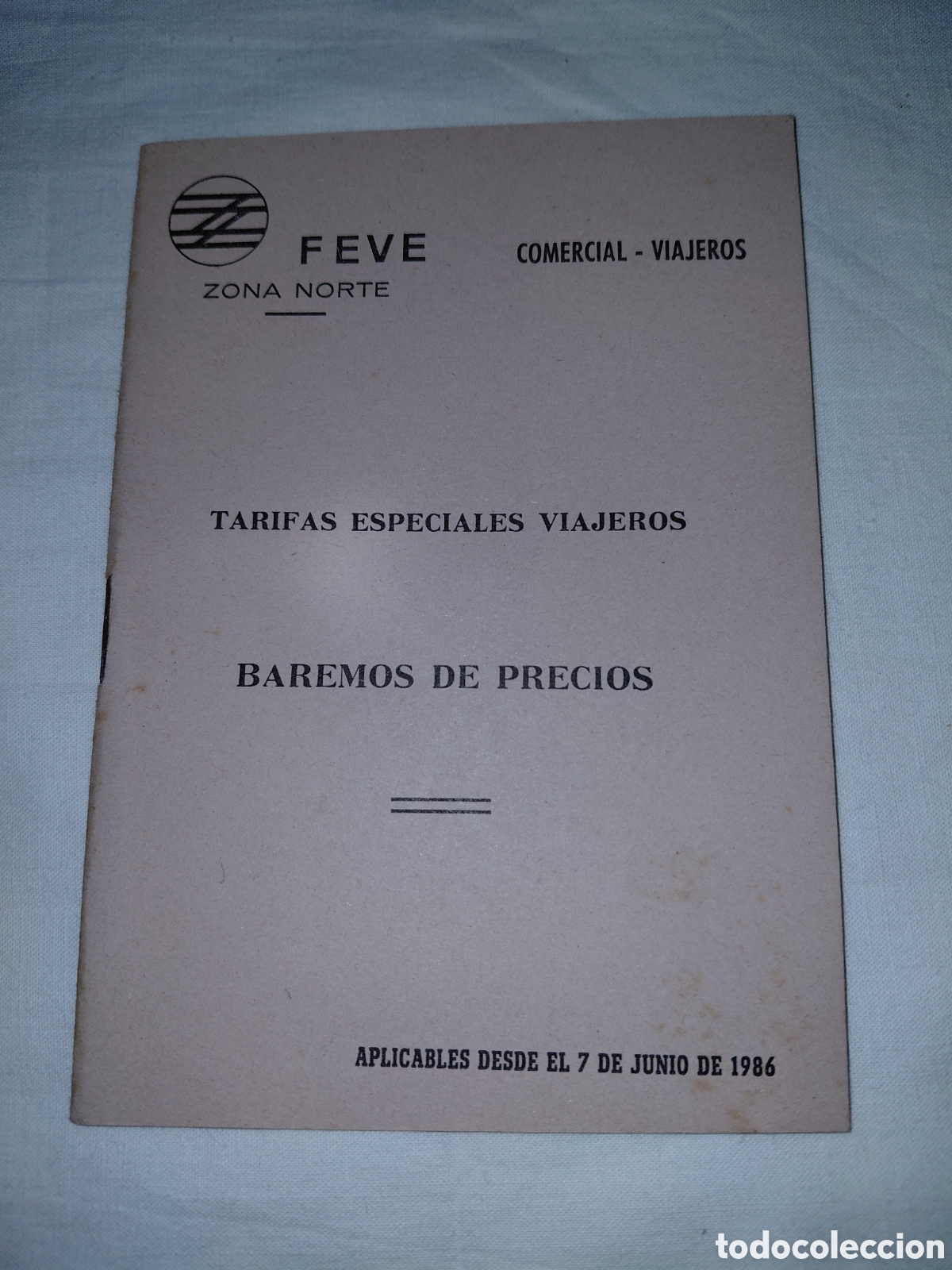 Documentos antiguos: FEVE ZONA NORTE.TARIFAS ESPECIALES VIAJEROS.BAREMOS DE PRECIOS 1986