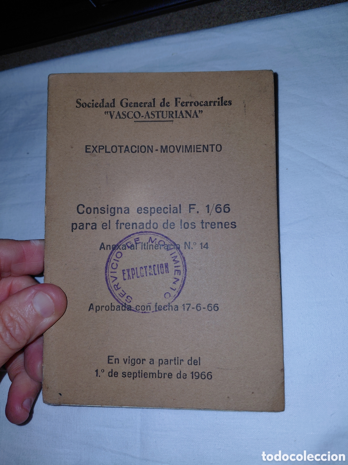 Documentos antiguos: SOCIEDAD GENERAL DE FERROCARRILES VASCO-ASTURIANA.EXPLOTACION-MOVIMIENTO.1966