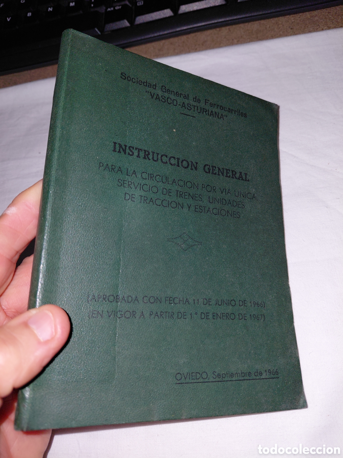 Documentos antiguos: SOCIEDAD GENERAL DE FERROCARRILES VASCO ASTURIANA.INSTRUCCION GENERAL PARA CIRCULACION POR VIA UNICA