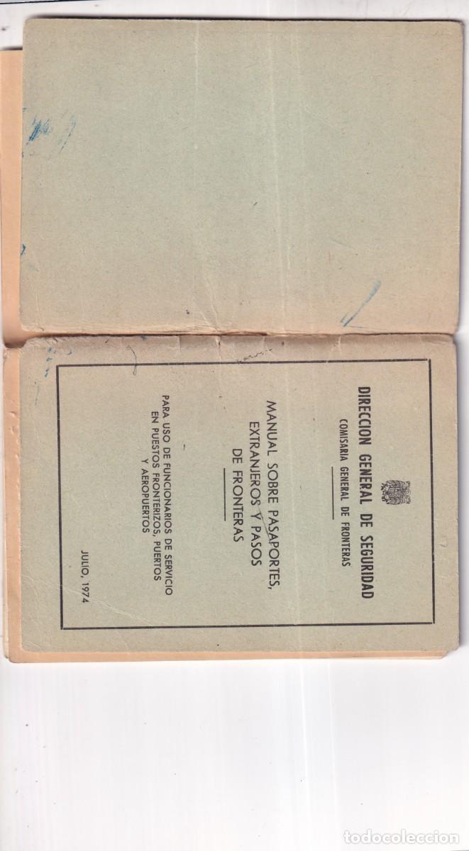 Documentos antiguos: Direcci&oacute;n general de Seguridad. Comisaria de fronteras. Manual sobre pasaportes extranjeros 1974