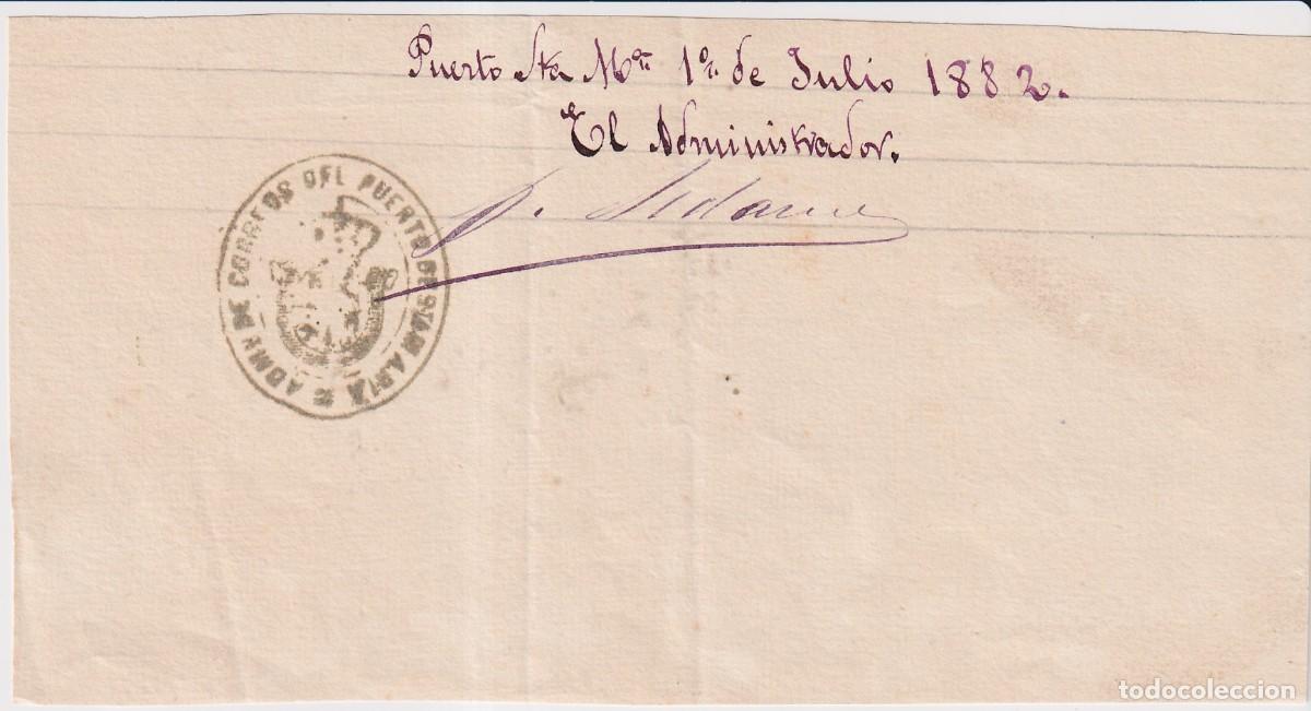 Documentos antiguos: PUERTO DE SANTA MARIA - FRAGMENTO DE PAPEL CON SELLO O TAMPON DE LA ADMINISTRACION DE CORREOS 1882