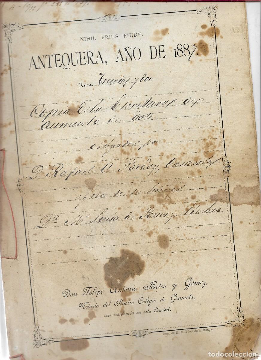 Documentos antiguos: ESCRITURAS EN ANTEQUERA A&Ntilde;O 1887