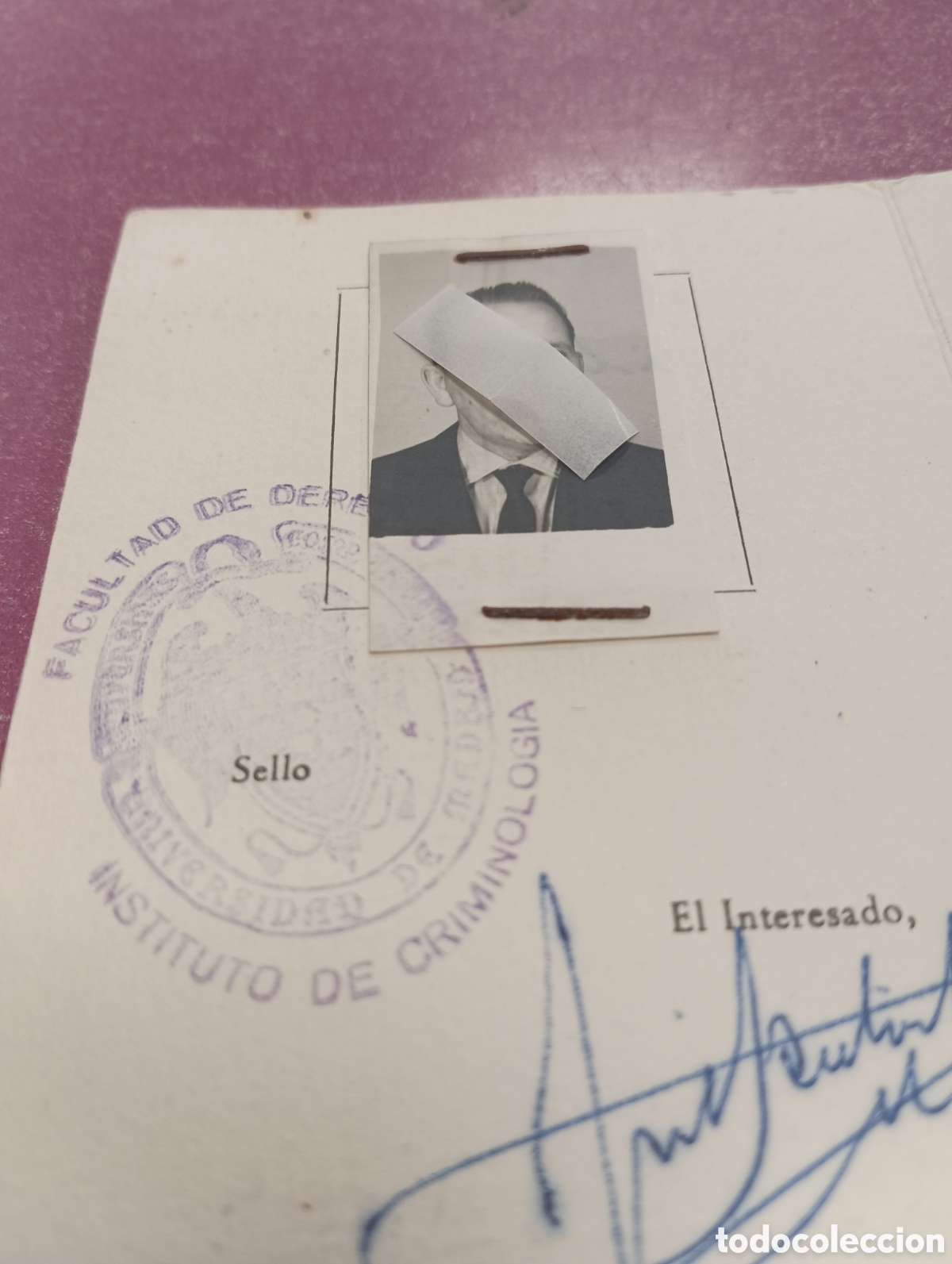 Documentos antiguos: Tarjeta de Identidad Criminolog&iacute;a Universidad Madrid Polic&iacute;a Armada raro y &uacute;nico en TC Nacional