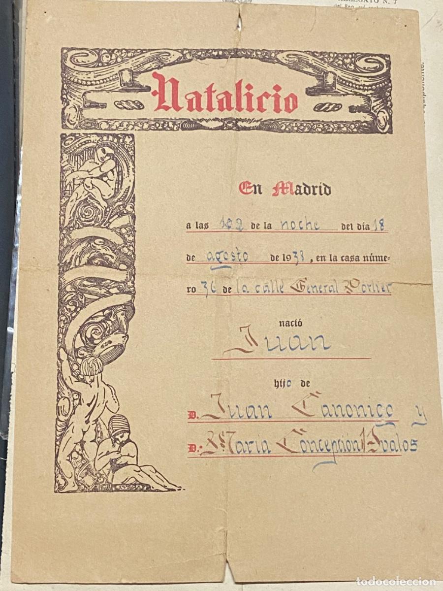 Documentos antiguos: ANTIGUO DOCUMENTO NATALICIO