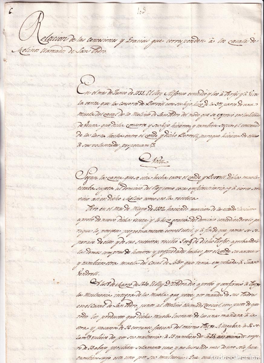 Documentos antiguos: CONCESIONES A LOS MOLINOS DE SAN PEDRO. 1192 - 1350. SANT PERE DE LES PUEL.ES. BARCELONA
