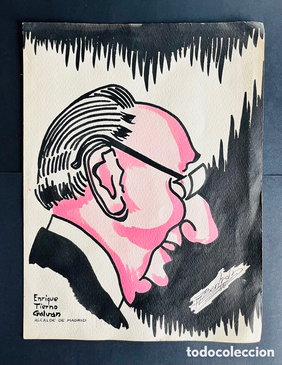 Documentos antiguos: Caricatura y diploma Enrique Tierno Galv&aacute;n
