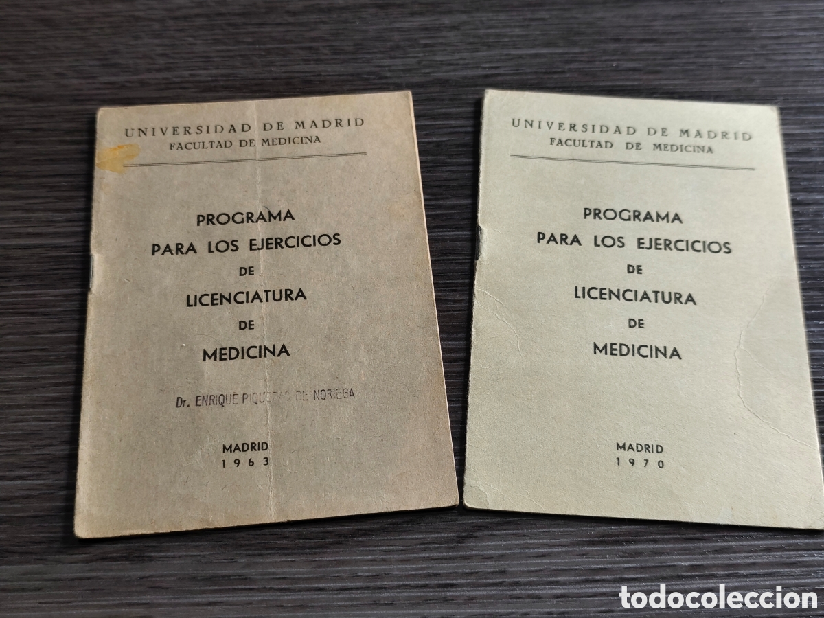 Documentos antiguos: Programa para los ejercicios de licenciatura de medicina 1963 y 1970