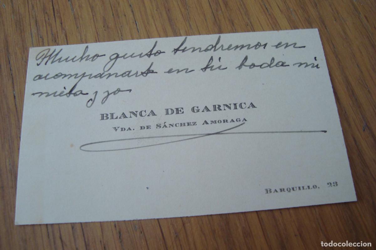 Documentos antiguos: ANTIGUA TARJETA PERSONAL. BLANCA DE GARNICA. VDA DE SANCHEZ AMORAGA.