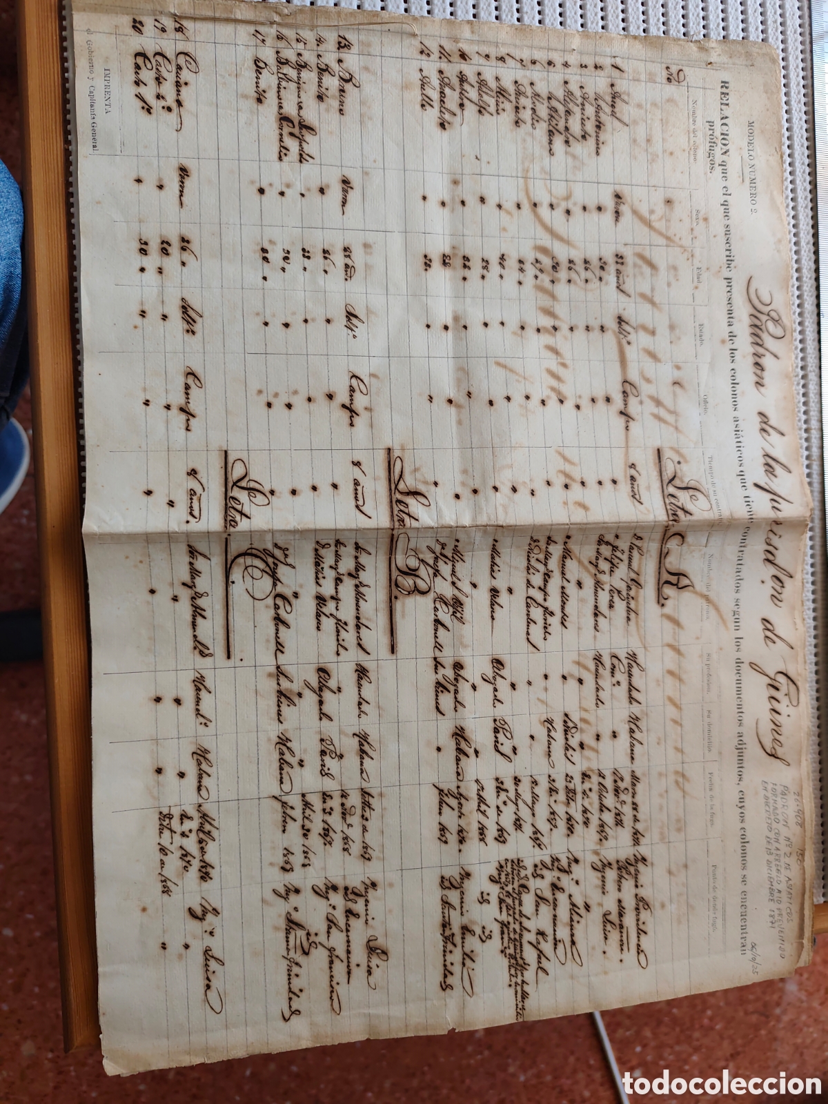 Documentos antiguos: 26-908 PADRON N&ordm;2 DE ASIATICOS PR&Oacute;FUGOS,SEGUN DECRETO.